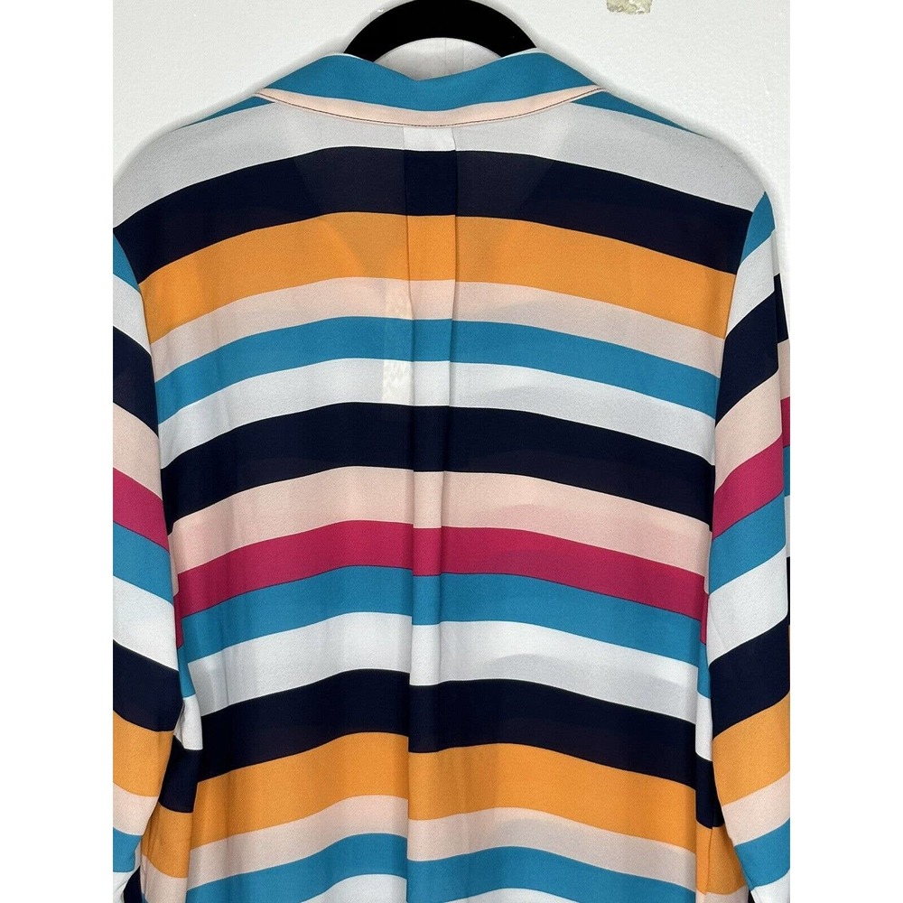 NWT Chicos Womens Striped Miri Colored Blouse 2(12/14) Button‎ Front Semi Sheer - Picture 8 of 11